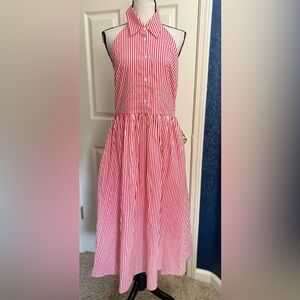 Lush Red and White Striped Midi Dress